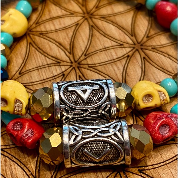 Handmade Mayan Runes matching bracelet set - Picture 2 of 6